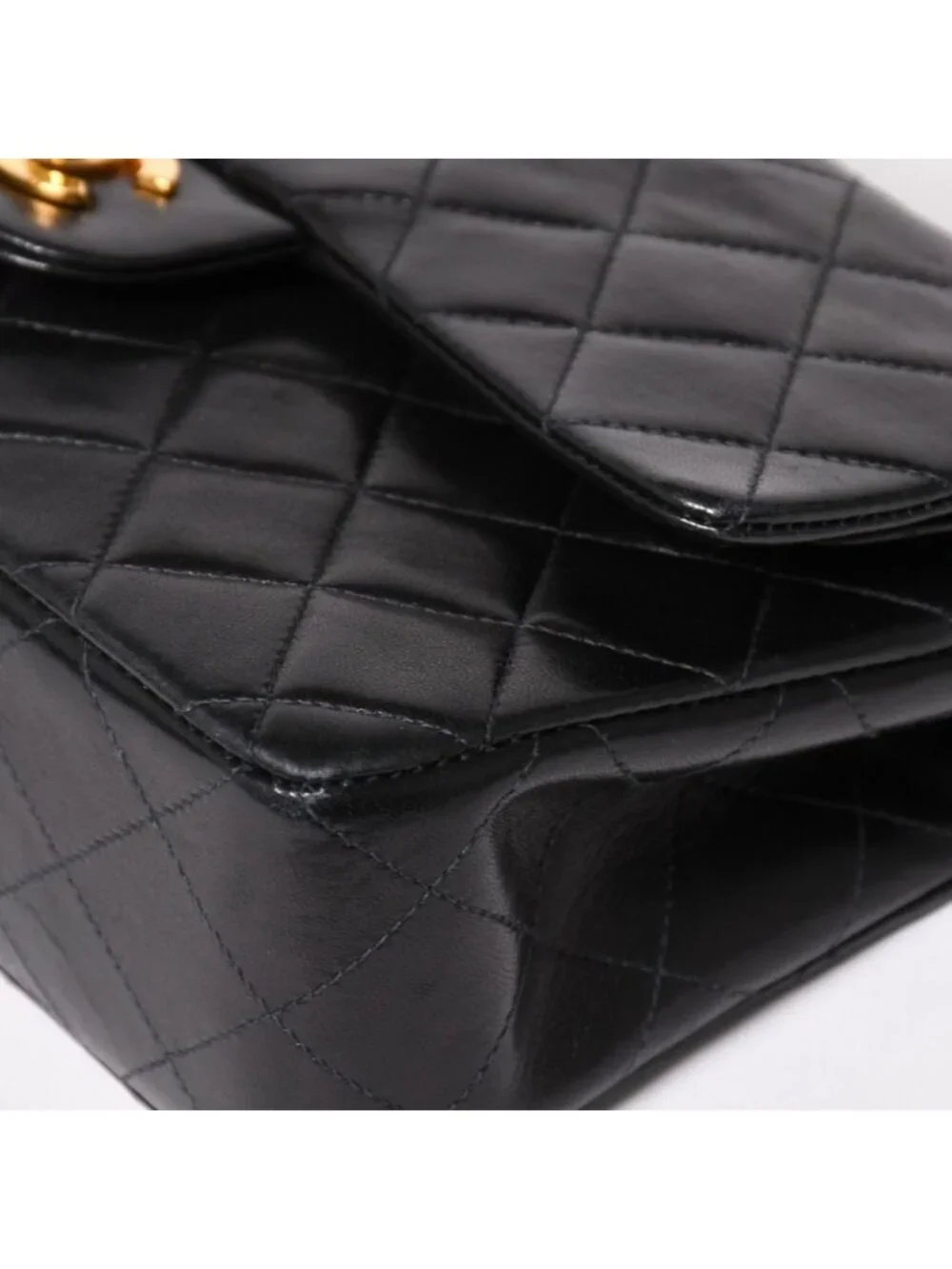 Chanel Quilted 23 Double Flap Chain Shoulder Bag CC Logo Lambskin Black
